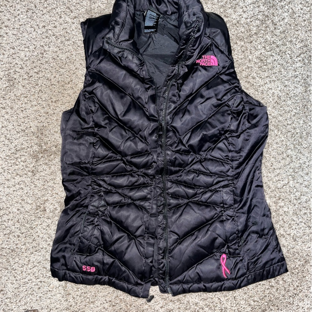 Black breast cancer awareness north face vest